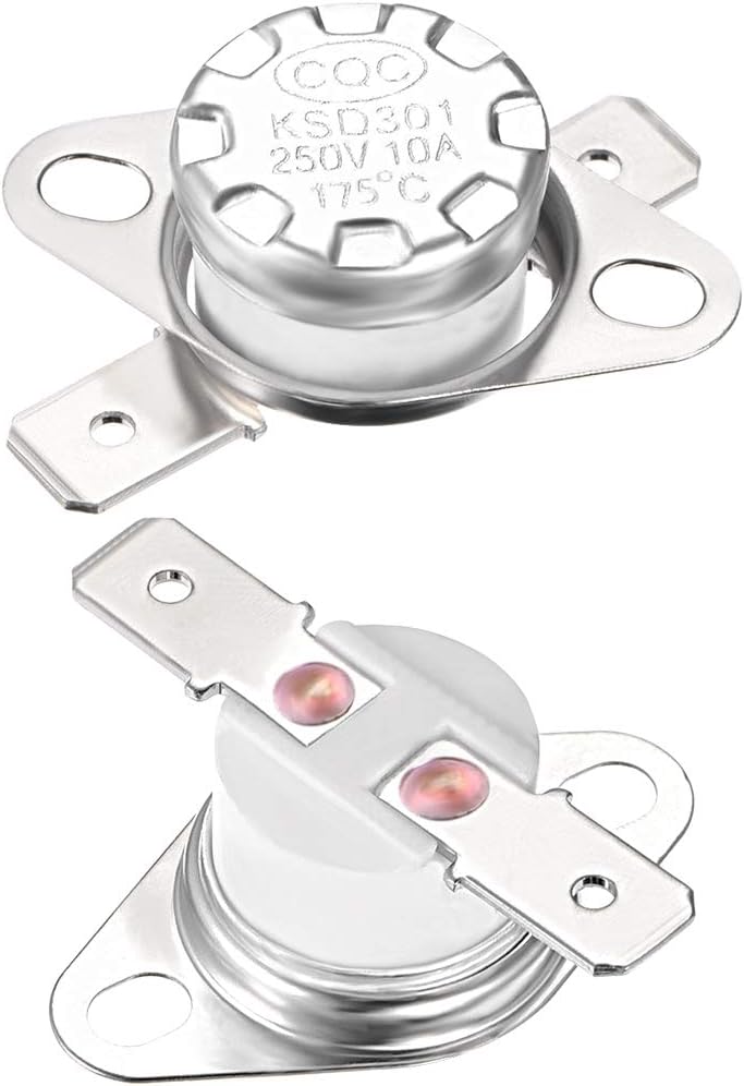 uxcell KSD301 Thermostat 175°C/347°F 10A Normally Closed N.C Adjust Snap Disc Temperature Switch for Microwave,Oven,Coffee Maker 2pcs