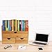 Ancona Life Desktop Organizer 3-Tier Mini Desk Makeup Organizer with Drawers Bamboo Brown