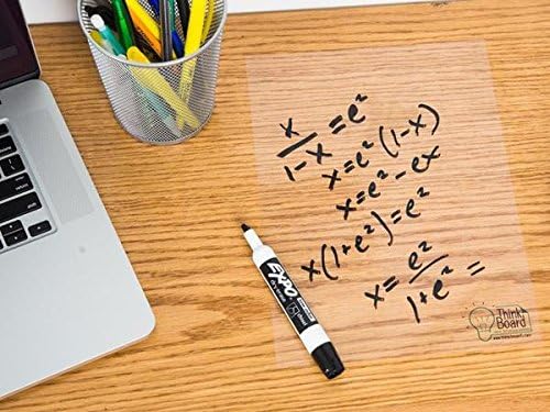 Think Board Small (3 pack) - (Clear) Peel &amp; Stick Dry Erase Board Film (Marker and Cleaning Spray included) - 8"x11"