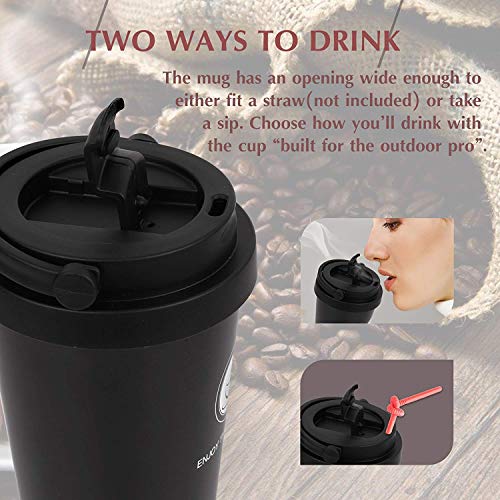 Coffee Travel Mug, Yeslike 17oz Stainless Steel Vacuum Insulated Tumbler with Lid, Coffee Cup Flask for Hot & Cold Drinks - Thumbnail 2