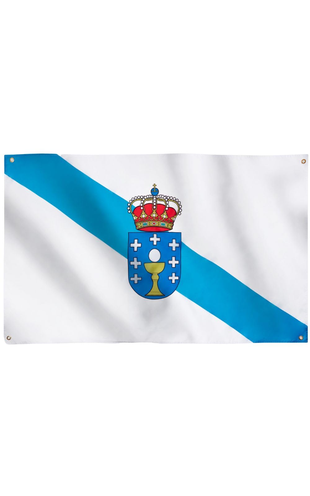 Runesol Galicia Flag, 91x152cm, 3ft x 5ft, Galician Flag, 4 Grommets, Eyelet in Every Corner, Crux de Santiago, Spain, Premium Flags, Inside, Outside, Vivid Colours — image 1