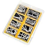 OliaDesign IQ Test Brain Teaser Metal Wire Puzzle (Set of 8)