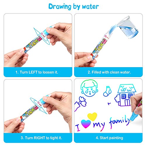 Markbetter Aqua Doodle Mat Reusable Water-Reveal Activity Mat Extra Large Size Multi-Color Water Coloring Pad 38.4''X29.5'' Aqua Drawing Toy Kits with Bonus Painting Tools for Kids to Enjoy Together
