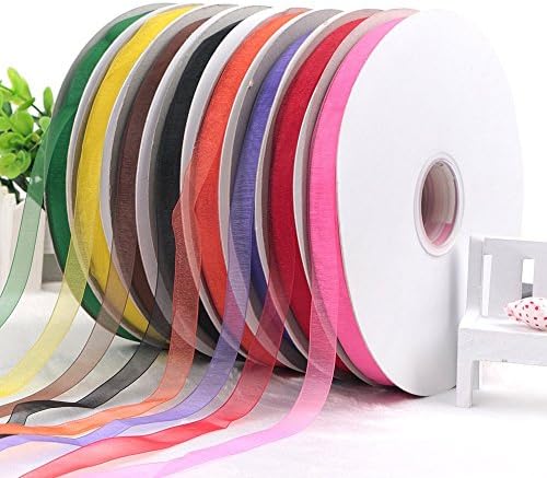 1/2" Width,5yard,8 Color Sheer Chiffon Ribbon Wired Value Pack