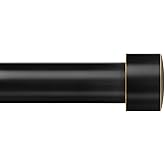 TONIAL Black Curtain Rod 32 to 58 Inch(2.6-4.8ft), Telescoping Splicing 3/4 Curtain Rods for Windows 20 to 53 Inch(1.7-4.4ft), Decorative Single Drapery Rod with Round Cap Finial