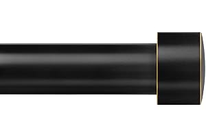 TONIAL Black Curtain Rod 32 to 58 Inch(2.6-4.8ft), Telescoping Splicing 3/4 Curtain Rods for Windows 20 to 53 Inch(1.7-4.4ft), Decorative Single Drapery Rod with Round Cap Finial