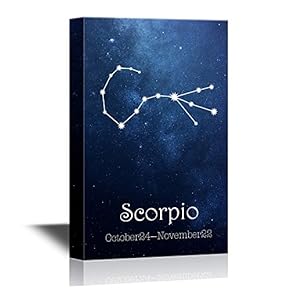12 Zodiac Signs Constellation Canvas Wall Art - Scorpio - Gallery Wrap Modern Home Art | Ready to Hang - 12x18 inches