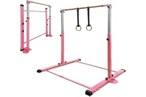 JC-ATHLETICS Gymnastic Kip Bar,Kids Girls Junior Ages 3-15,3' to 4.8' Adjustable Height,Home Gym Equipment,Home Training,1-4 Levels,260lbs Weight Capacity