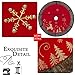 Valery Madelyn 48 inch Luxury Red Gold Velvet Christmas Tree Skirt with Sequin Reindeer and Faux Fur Trim, Themed with Christmas Ornaments (Not Included)