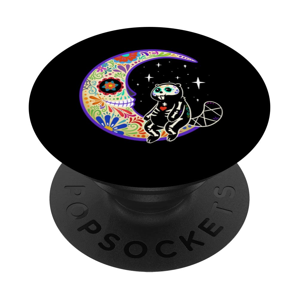 Beaver Dia de Los Muertos Skeleton Sugar Skull PopSockets Swappable PopGrip