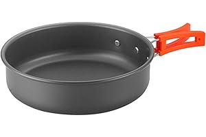Hintyne 8 Inch Aluminum Alloy Camping Frying Pan with Foldable Handle, Anti-Scalding, Quick Heat Conduction, Compact & Portab