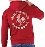 Sriracha Hot Chili Sauce Bottle Label Mens Red Zip-up Hoodie