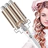 CreBeau-3-Barrel-Hair-Curler-25-mm-Hair-Waver-Curling-Iron-Wand-Adjustable-Temperature-with-Two-Gear-Temperature-Control-for-BeachyFrizz-Free-Waves-for-Women-Gold CreBeau 3 Barrel Hair Curler, 25 mm Hair Waver Curling Iron Wand Adjustable Temperature with Two Gear Temperature…
