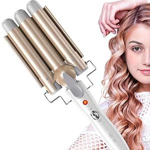 CreBeau-3-Barrel-Hair-Curler-25-mm-Hair-Waver-Curling-Iron-Wand-Adjustable-Temperature-with-Two-Gear-Temperature-Control-for-BeachyFrizz-Free-Waves-for-Women-Gold CreBeau 3 Barrel Hair Curler, 25 mm Hair Waver Curling Iron Wand Adjustable Temperature with Two Gear Temperature…