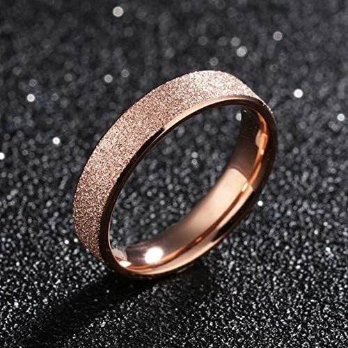 Tomikko 4MM Rose Gold Frosted Band Womens Titanium Steel Engagement Tail Ring Size 4-13 | Model RNG - 24913 | 6