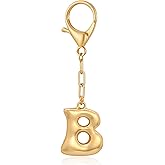 Nefokfdus Initial Keychain Bag Charm for Women,Gold Bubble Letter Purse Charm Personalized Handbag Keyrings Accessories