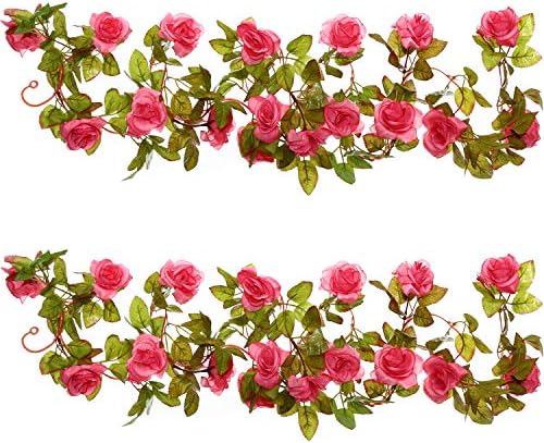 Well Love Artificial Flower Rose Vine Garland 8FT/Piece for Home Kitchen Wedding Party Garden Festival Office Outdoor Hanging Arch DIY Craft Art D¨¦cor (Misty Rose)