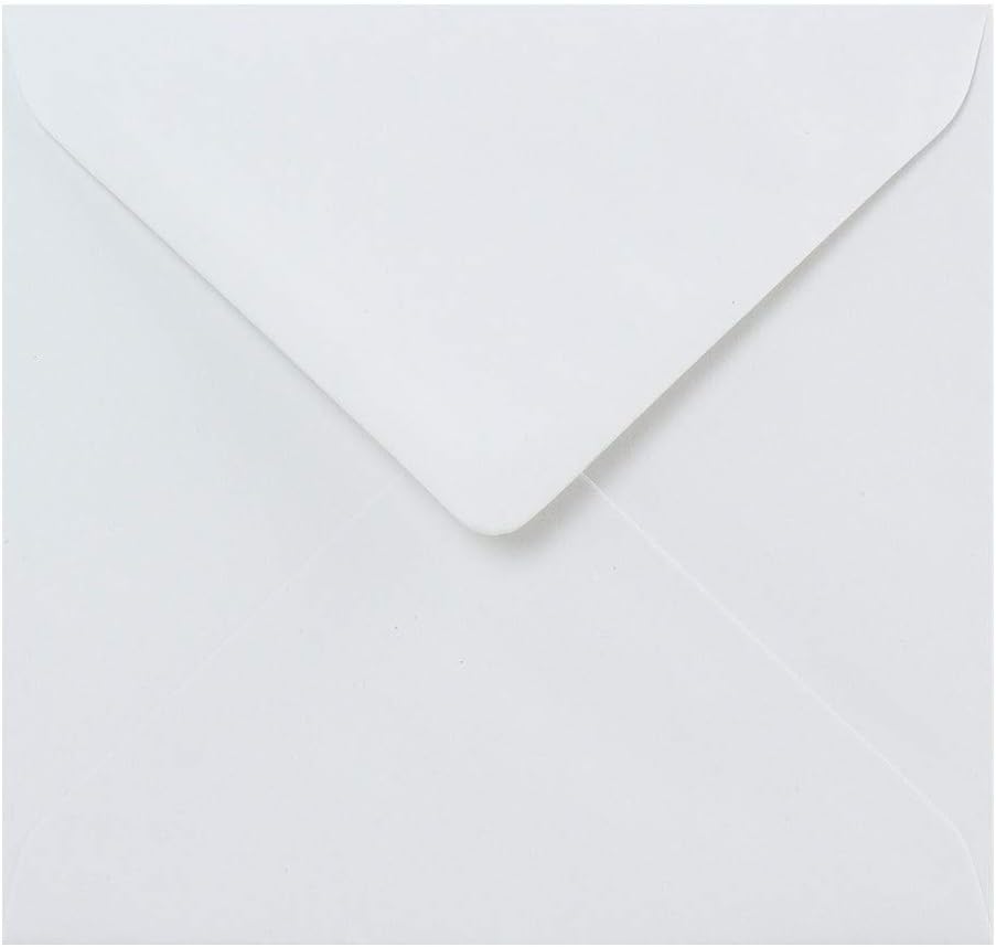50 White Blank Cards & Envelopes 5×5 White Envelopes and 125mm Creased