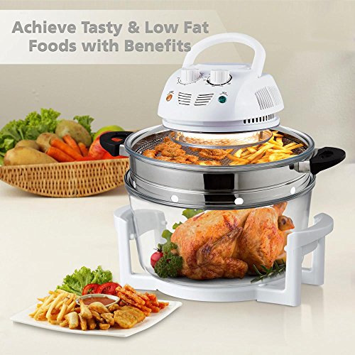 NutriChef AZPKAIRFR48 Halogen Oven Countertop AirFryer/Infrared, White