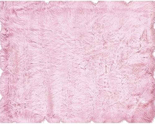 Hawthorne Collections 1'7" x 2'6" Faux Sheepskin Area Rug in Pink