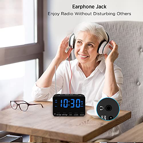 DreamSky Alarm Clock Radio for Bedroom Small Digital Clock with USB