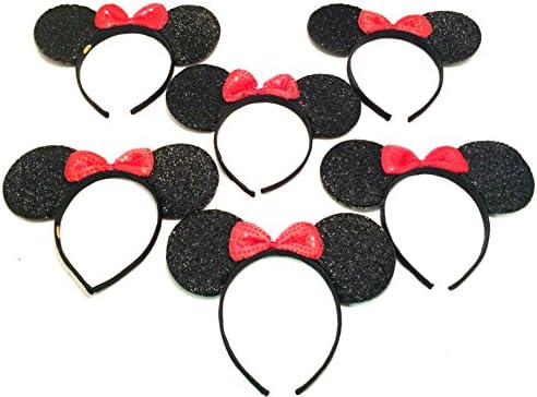 Brand New 2016 Disney Minnie Mouse Sparkle Ears Headband Set of 6 Costume Headwear (Perfect for Disneyland, Birthday Parties and Much More!)
