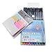 Acroact Fineliner Color Pens Set and Stick Notes Pack, Fine Line Point Markers Instruments for Coloring Book, Office Supplies, Bullet Journal, Journals and Assorted Color Cute Sticky Notes.