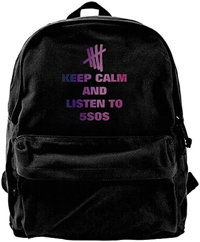 Keep Calm And Listen To 5SOS Canvas Backpack Laptop Bag Daypack Travel School Bag Rucksack Hiking Camping Sports Bag