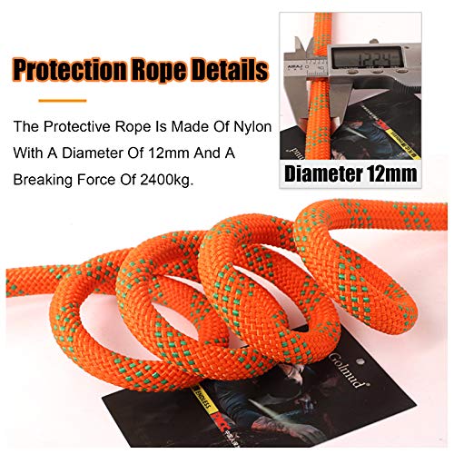 Orange 12mm Statisches Kletterseil, Nylon-Sicherheitsseil, Baumklettern, Eisklettern, Doppelkarabiner… – Bild 5