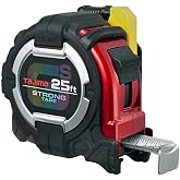 TAJIMA Tape Measure - 25 ft x 1-1/16 inch GS-Lock Measuring Tape with Shock Resistant Case &amp; Safety Clip Holder - GSSF-25BW