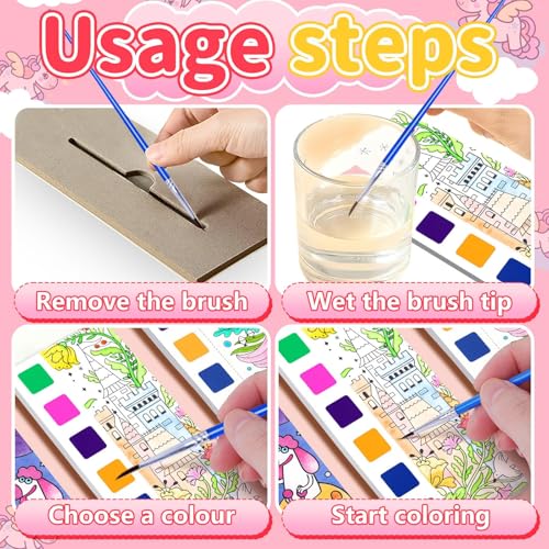 Watercolor Painting Book, 5 Pcs Paint with Water Colouring Books, Pocket Watercolor Painting Book for Artist, Beginning, Students,(5 Book)