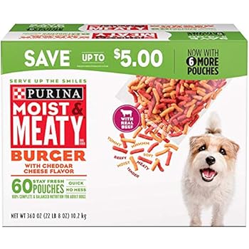 Purina Moist and Meaty Dog Food Burger Total 60 Count of 6