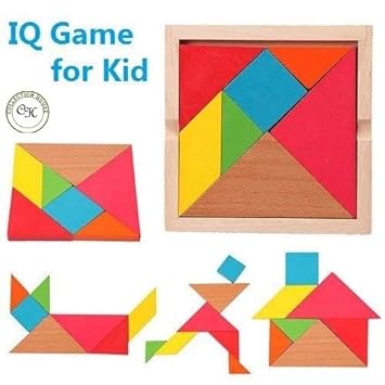 Collection House 7 Piece Wooden Tangram Puzzle for Mind Development of Kids