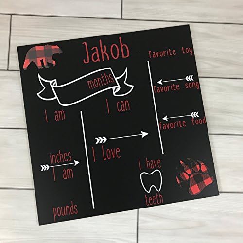 Personalized Monthly Milestone Chalkboard Sign- Bear Design