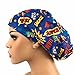 DK Scrub Hats Women’s Adjustable Bouffant Scrub Hat Ponytail Surgical Cap Comic Super Hero Words
