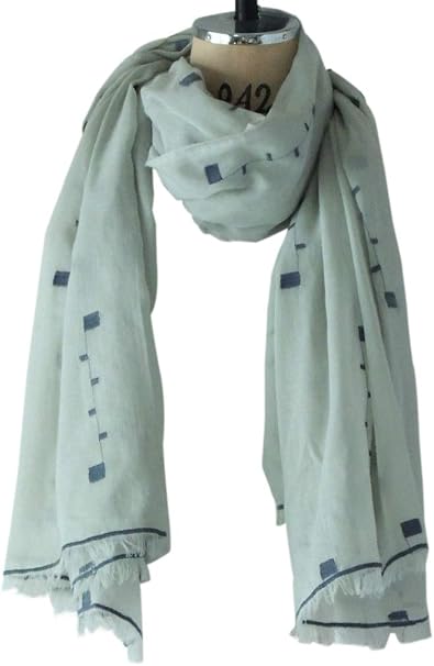 Amazon Co Jp ストール おしゃれ 大判 花柄 インド綿 北欧 刺繍 ブロックエンブロイダリーショール ブルー 水色 C Stole 090 ホーム キッチン