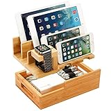 Charging Station for Multiple Devices Wood Dock Organizer Charging Station for Apple Watch, iPhone, iPad, Universal Mobile Phones and Tablets, Compatible with Anker RAVpower 4/5/6-Port USB Chagrer