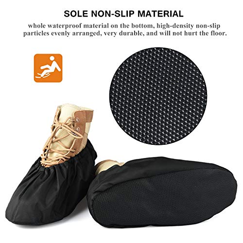 3 Pairs Waterproof Non Slip Washable Reusable Shoe Covers For Household Thickened Boot Covers (Black)
