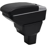 Center Consoles Car Armrest for Nissan Versa 2020-2024 Accessories | Centre Consoles Organizer, 7 USB Ports, Double-Layer Storage Space, Cup Holder, Drill-Free Installation, Black Thread