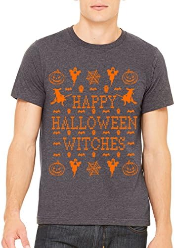 Emdem Happy Halloween Witches Mens T Shirt Dark Heather Grey MED