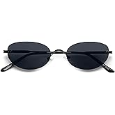 SOJOS Retro Small Oval Sunglasses Womens Trendy Rimless Sun Glasses Vintage Narrow Shades SJ1242