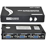 iKKEGOL 2 Port VGA Audio Video Switch 2x1 SVGA Switcher Box 2 IN 1 OUT PC Monitor LCD TFT Sharing