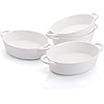 Foraineam 4 Pack 20 Ounce Porcelain Ramekins with Double Handles Oval Creme Brulee Souffle Baking Dishes