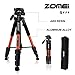 ZOMEI 58'' Compact Light Weight Travel Portable Aluminum Camera Tripod for Canon Nikon Sony DSLR Camera with Carry Case 11 lb Load (Orange)