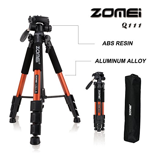 ZOMEI Compact Light Weight Travel Portable Aluminum Camera Tripod for Canon Nikon Sony DSLR Camera with Carry Case(Orange)