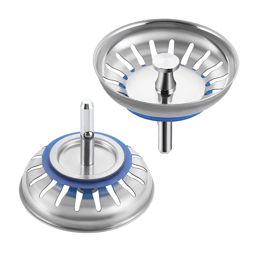 Photo 1 of 2 Pack Kitchen Sink Strainer and Stopper Combo Basket Spring Clip Replacement for Rod Standard Drains