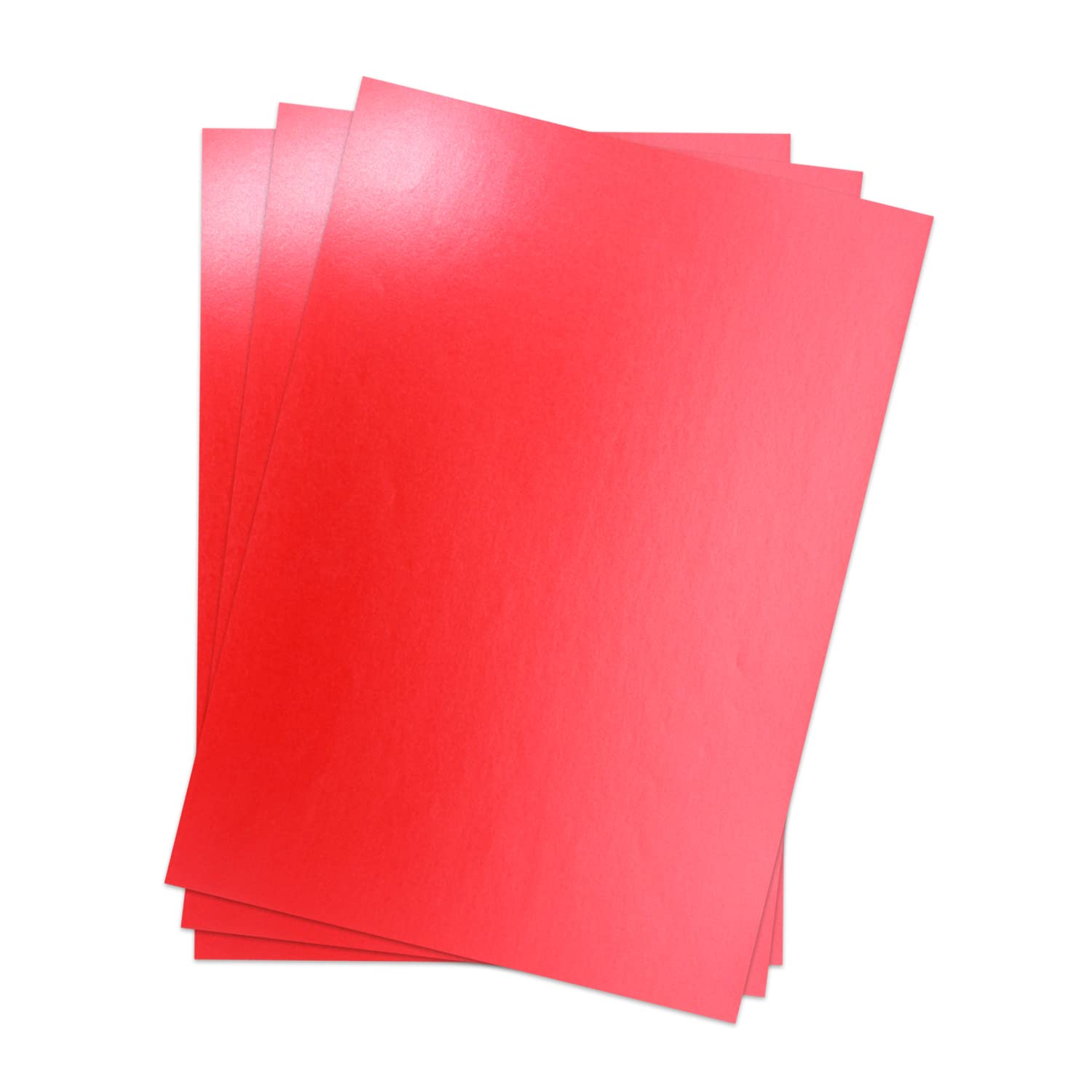 Metallic paper DIN A4 21.0 x 29.7 cm - Red Metallic - 15 pieces - glossy craft paper 90 g m² - White back - for invitations, weddings