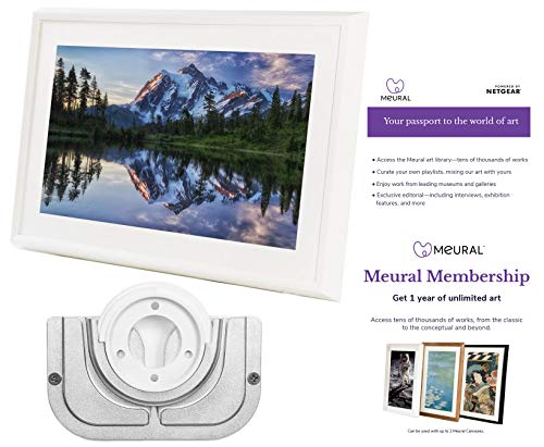 Meural Canvas – Smart Digital Photo Frame – Art Display | Leonora White | Swivel Wall Mount | 27 inch HD Display with WiFi | Smart Home Compatible | Includes One-Year Membership to Art Library