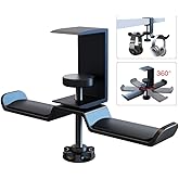 6amLifestyle Dual Rotatable Headphone Stand Hanger Under Desk Clamp Headset Holder Aluminum Load up to 11lb Headset Stand Hanger Compatible with Universal Headphones, Black 6A-13BK