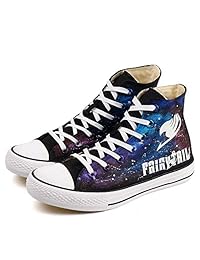 ElovForU Fairy Tail High Top Canvas Shoes Anime Fans Luminous Hand Painted Sneakers